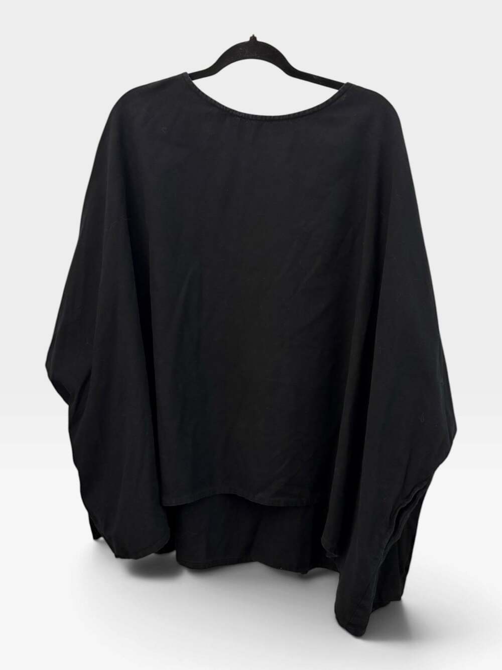 Patricia Montenari Flax Blend Oversized Black Shirt Blouse Long Sleeve Lagenlook